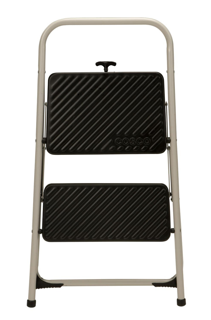 2-Step Household Folding Steel Step Stool - Cool Gray Frame/Black Steps/Di - 2 Step