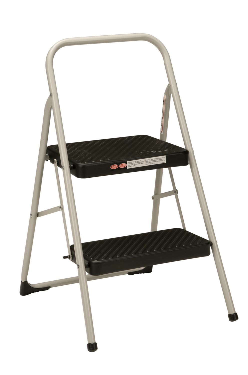 2-Step Household Folding Steel Step Stool - Cool Gray Frame/Black Steps/Di - 2 Step