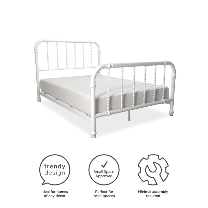 Jenny Lind Metal Bed with Twist Spindles - White - Full