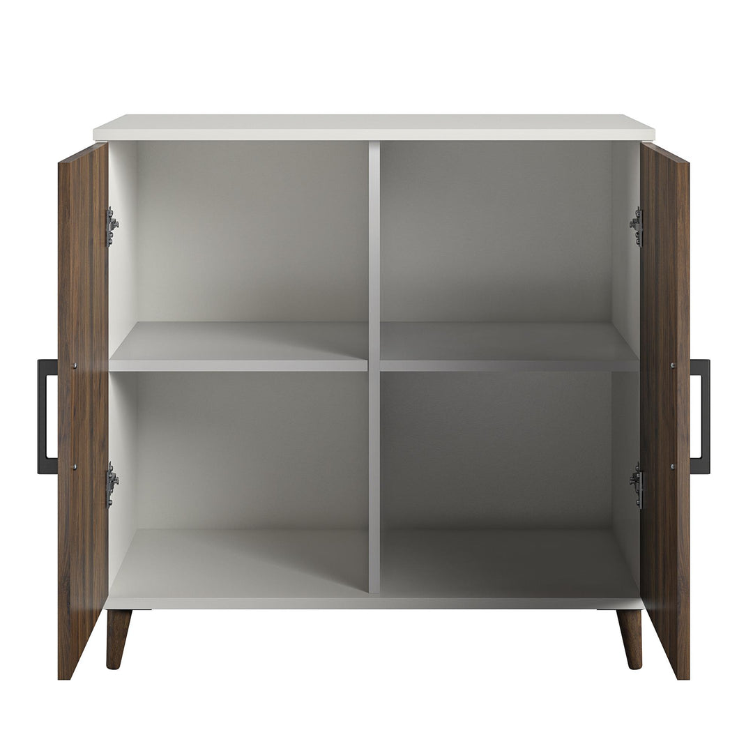4 Storage Shelves and 2 Doors Modern Accent Cabinet -  White