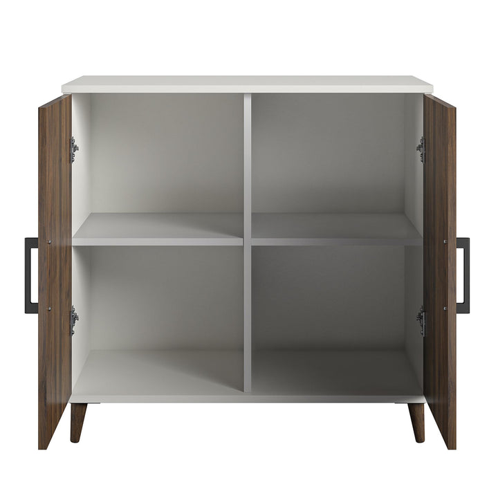 4 Storage Shelves and 2 Doors Modern Accent Cabinet -  White