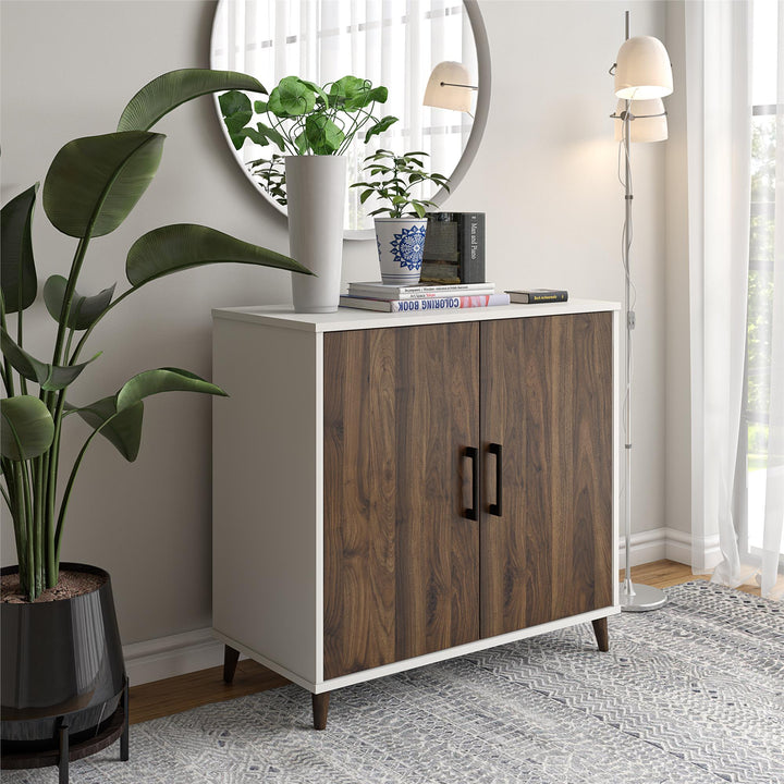 2 Doors and 4 Storage Shelves Modern Accent Cabinet -  White