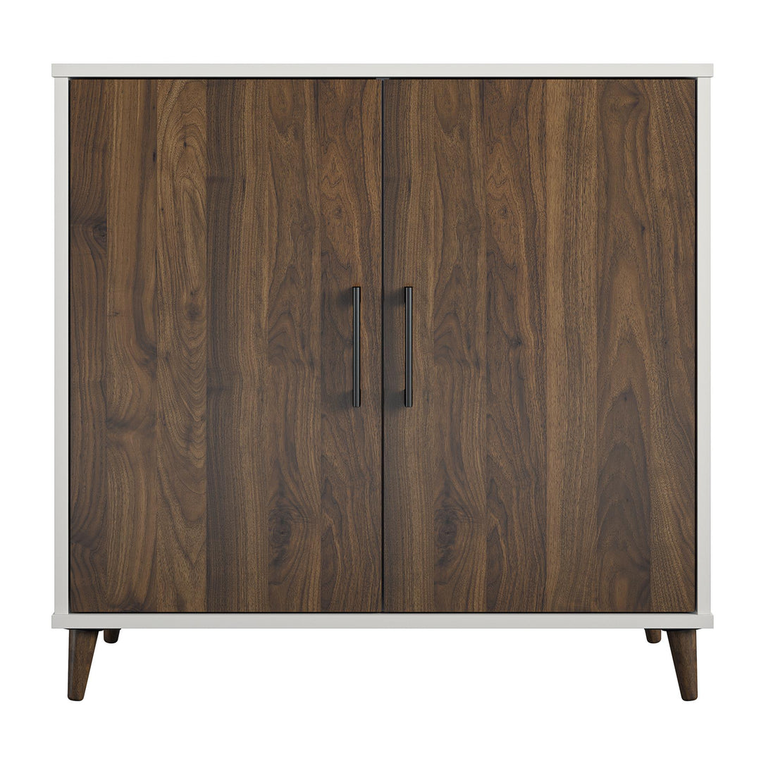 Modern Accent Cabinet with 2 Doors and 4 Storage Shelves  -  White