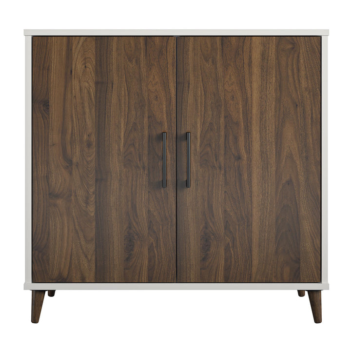 Modern Accent Cabinet with 2 Doors and 4 Storage Shelves  -  White
