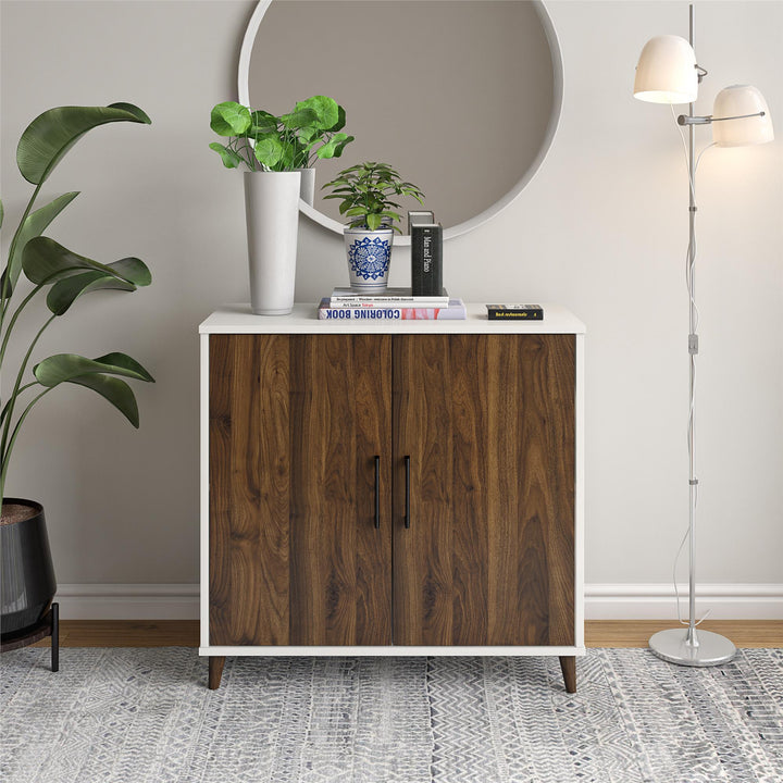 Modern Accent Cabinet with 2 Doors and 4 Shelves -  White