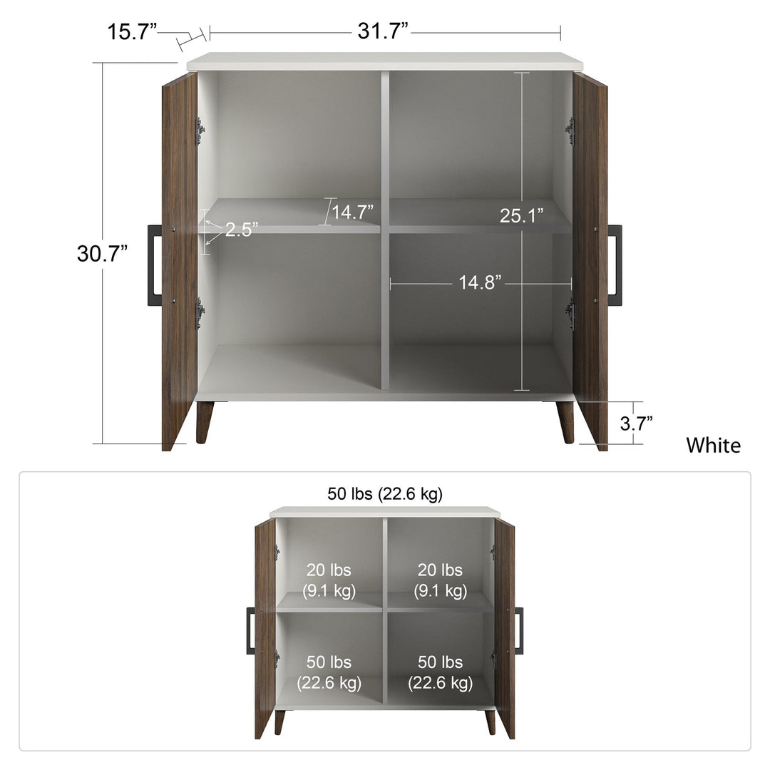 Modern 2 Doors and 4 Storage Shelves Accent Cabinet -  White