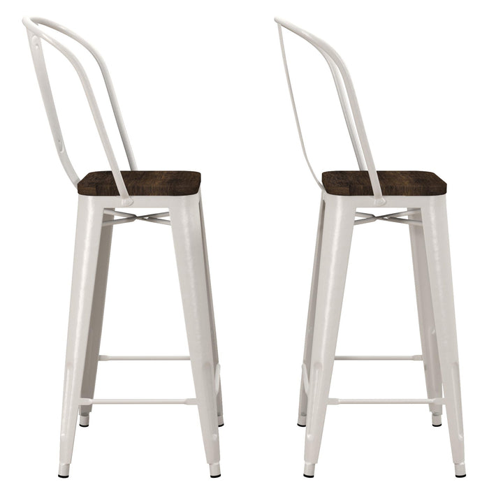 Wood and metal counter stools -  White