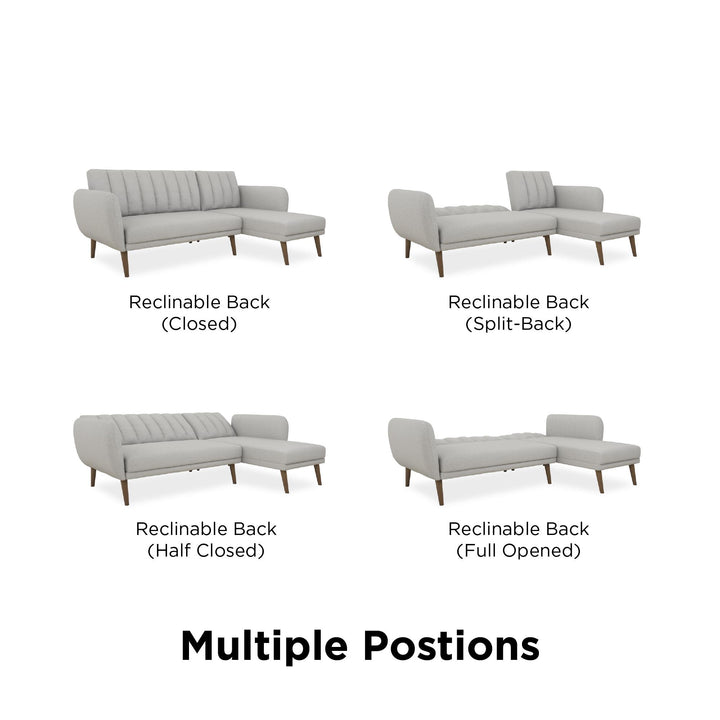 Durable and Organized Sectional Futon Sofa -  Light Gray