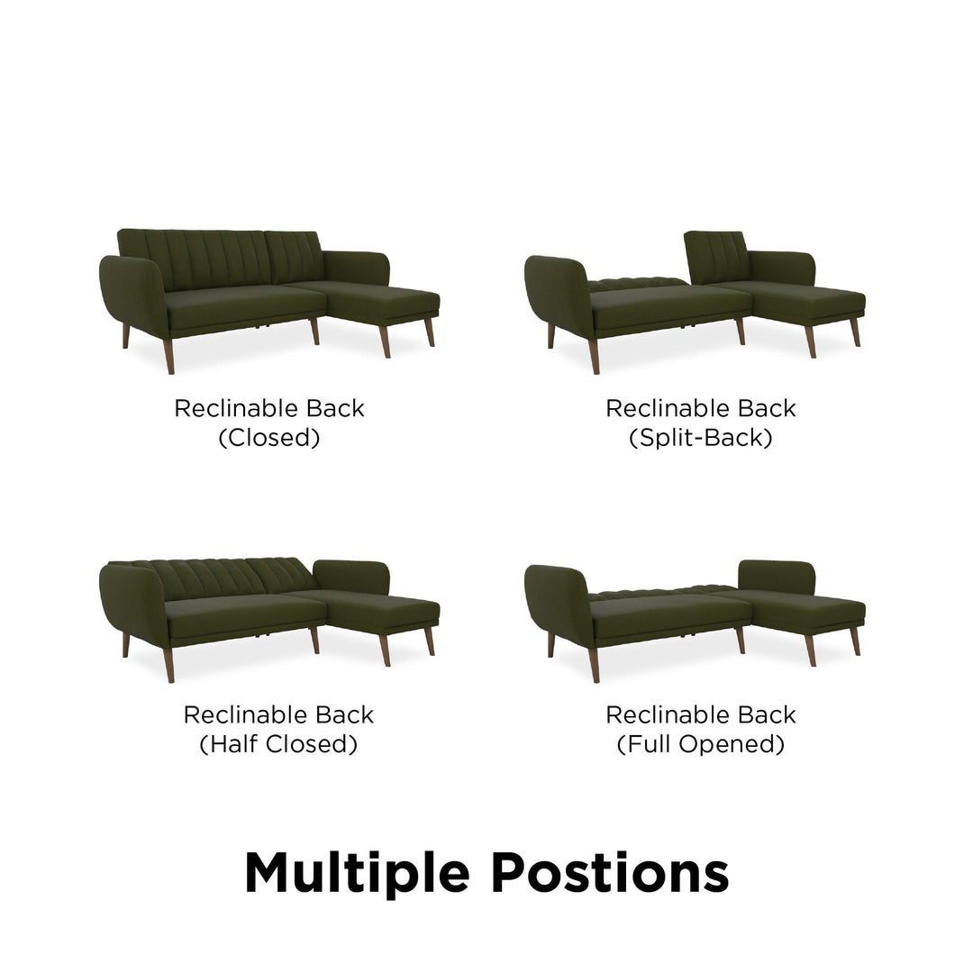 Brittany Sectional Futon Sofa  -  Green