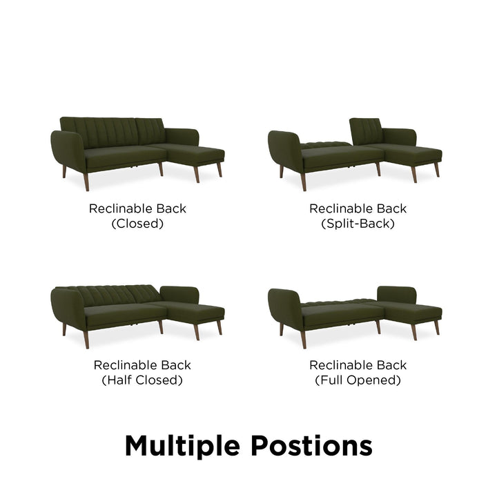 Brittany Sectional Futon Sofa  -  Green