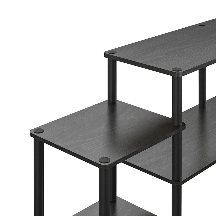 Quick setup TV console with 6 shelves -  Black Oak