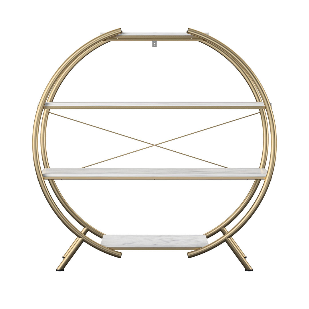 CosmoLiving by Cosmopolitan Amelia Round Bookcase  -  White marble
