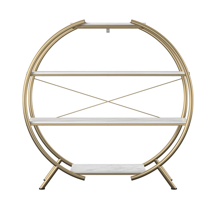CosmoLiving by Cosmopolitan Amelia Round Bookcase  -  White marble