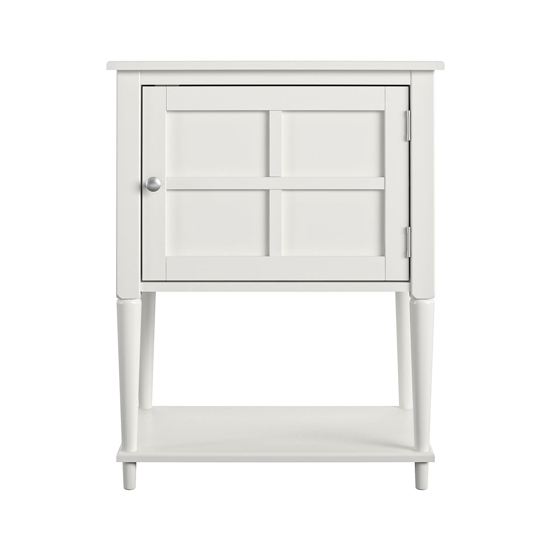 Fairmont Accent Table with 3 Shelves and Mullioned Frame Door  -  White
