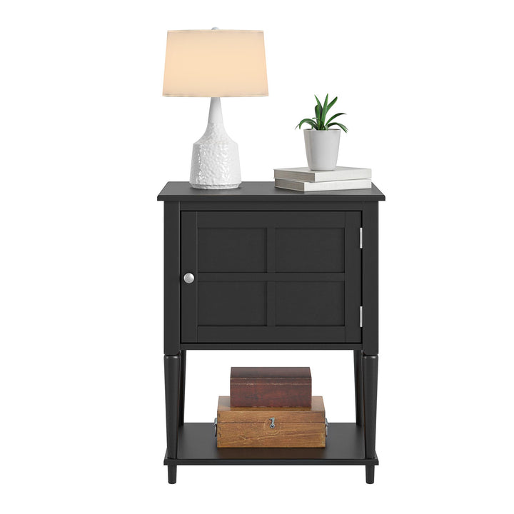 Fairmont shelved accent table with door -  Black