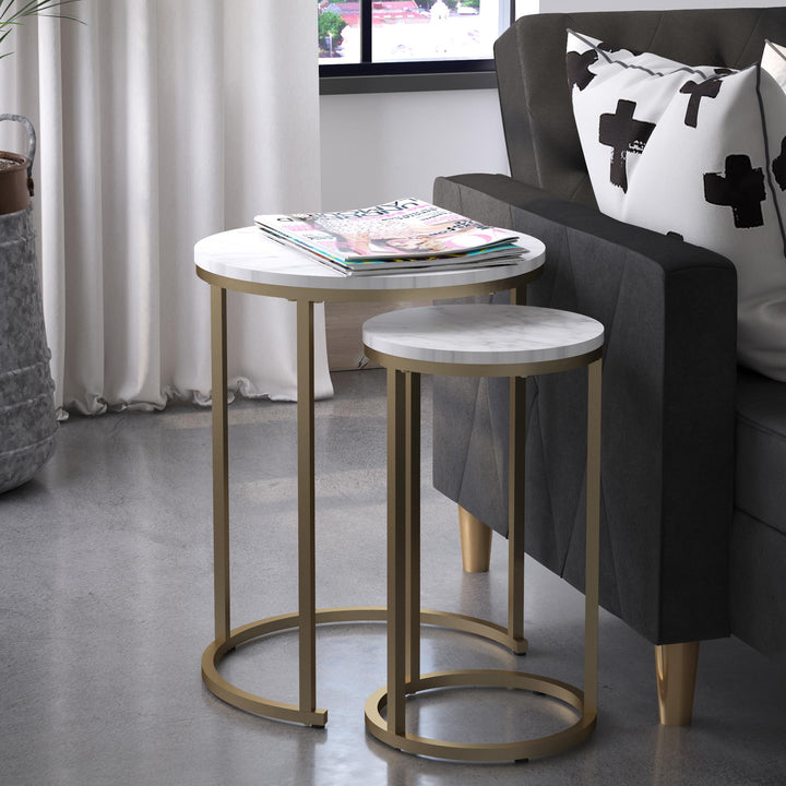 Cosmopolitan Amelia Nesting Tables -  White marble