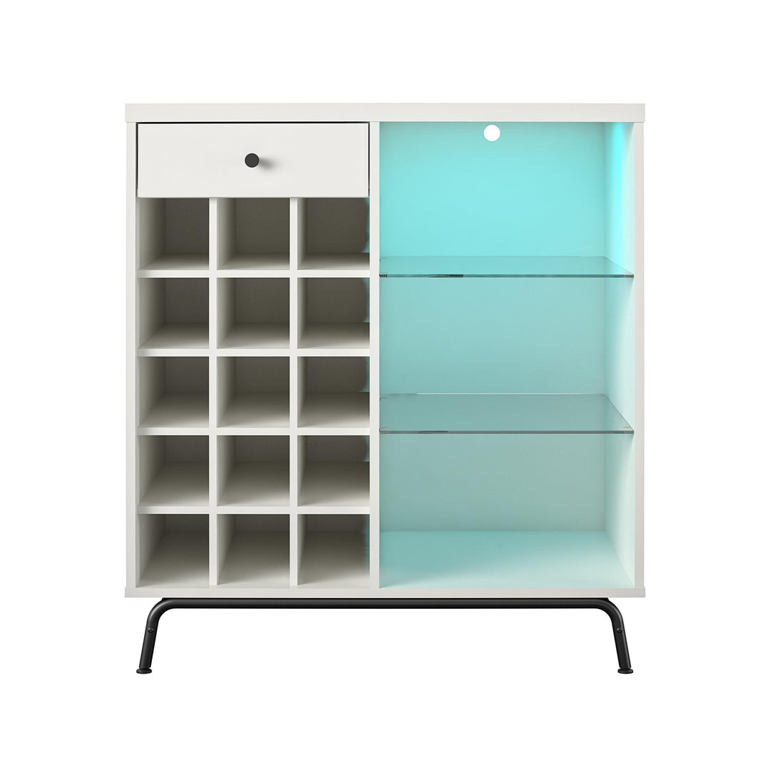 Melbourne Bar Cabinet with LED Lighting and 15 Bottle Compartments  -  White