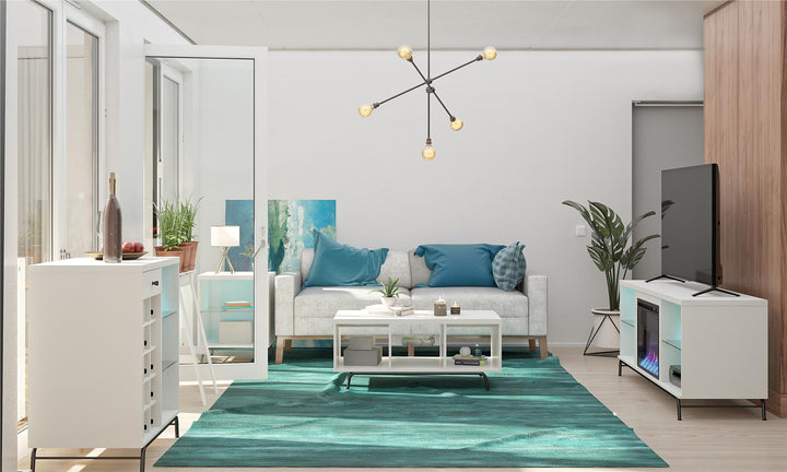Melbourne side table with light feature -  White