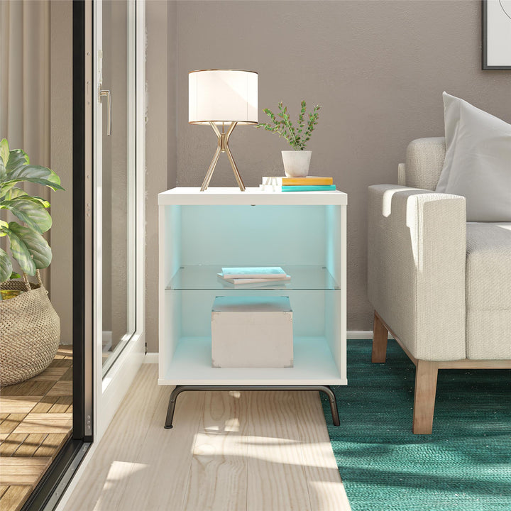 Melbourne LED-lit end table -  White