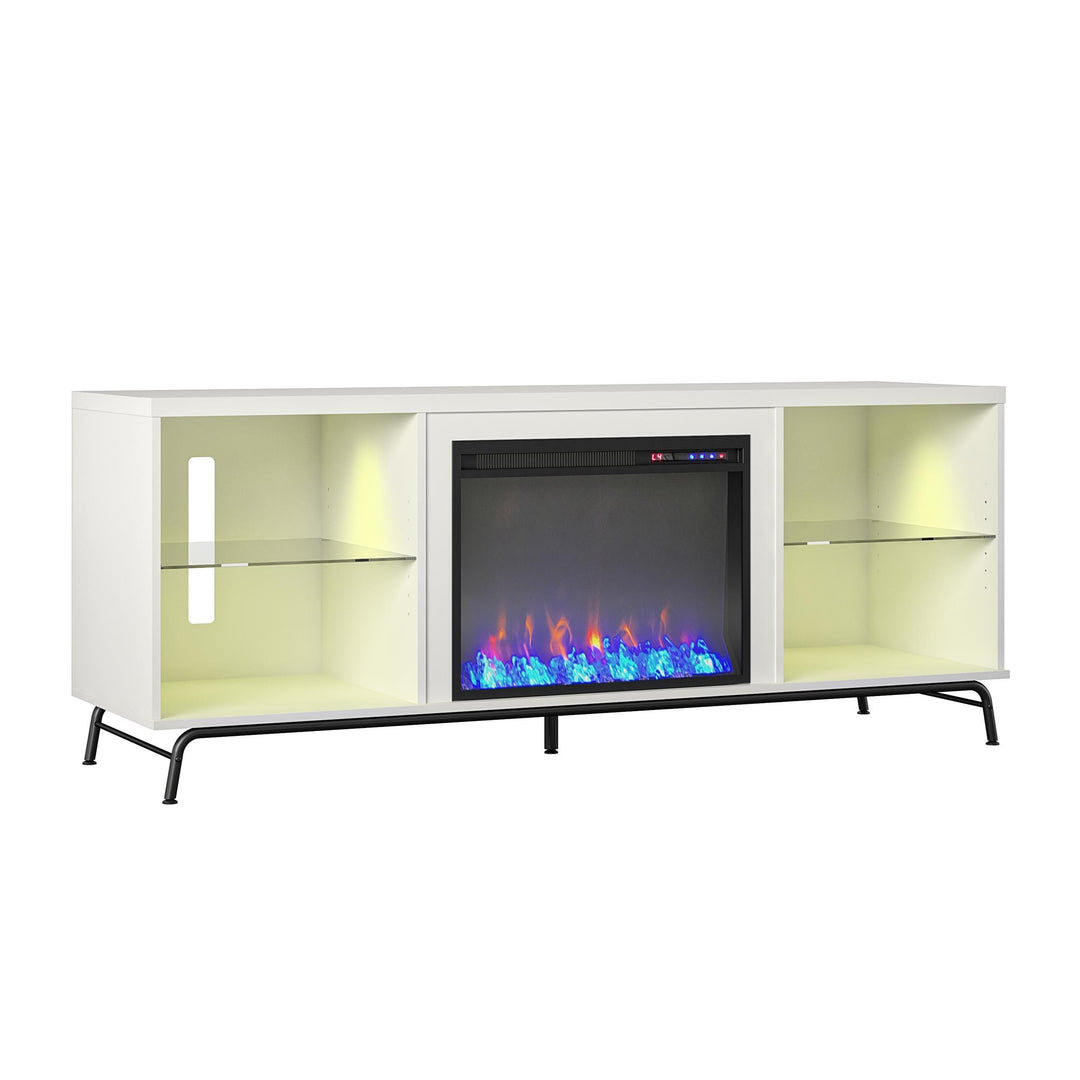 Fireplace TV Stand with LED Lighting for 70 Inch TV -  White