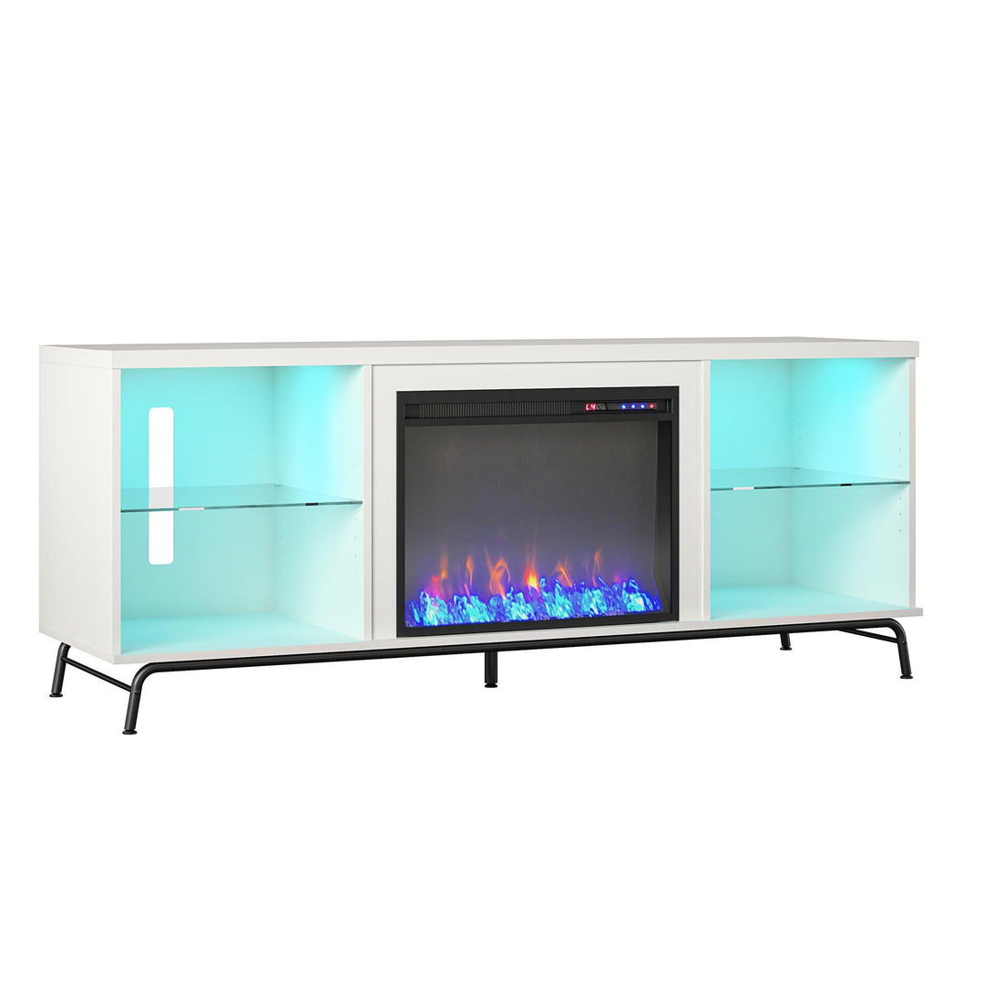 Stylish Fireplace TV Stand with LED Lights -  White