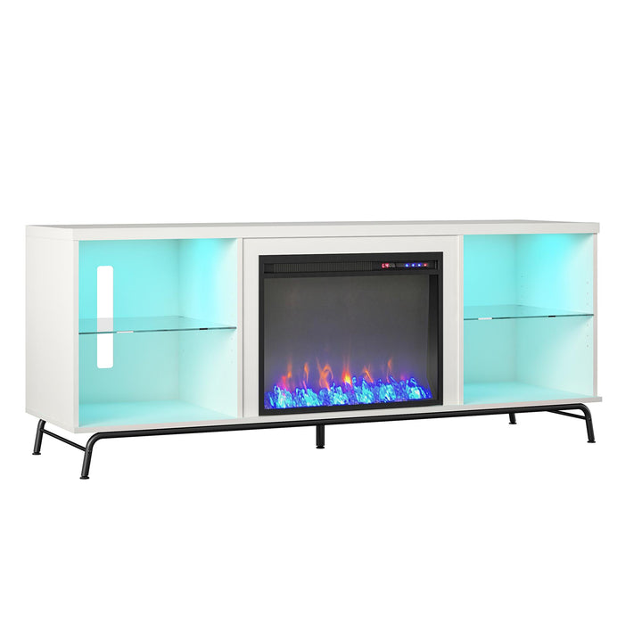 Stylish Fireplace TV Stand with LED Lights -  White