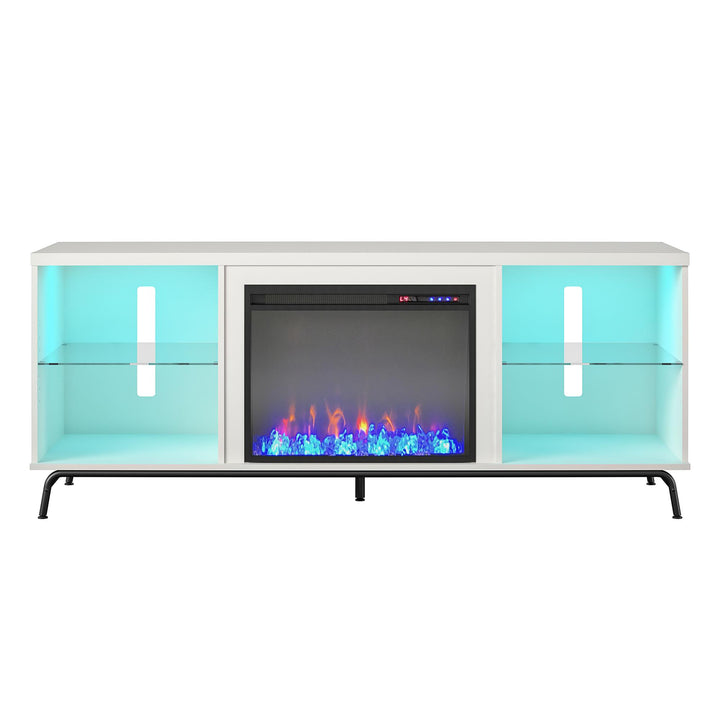 Melbourne Fireplace TV Stand for TVs up to 70 Inch with LED Lighting  -  White