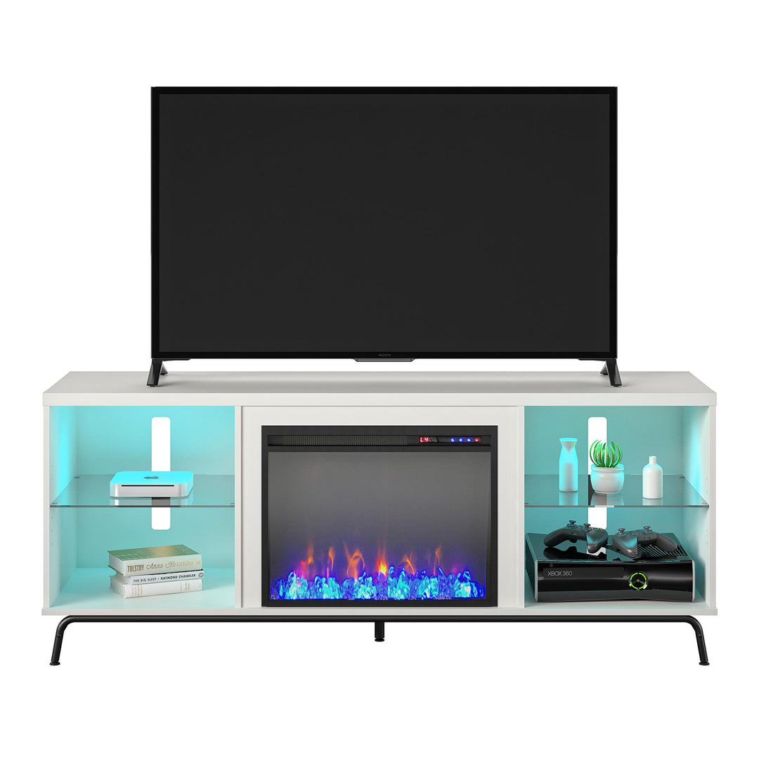 Melbourne Fireplace TV Stand with LED Lights -  White