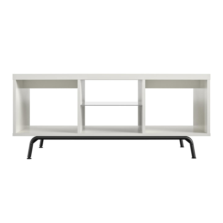 Melbourne Coffee Table with Glass Shelf and 2 Open Compartments  -  White