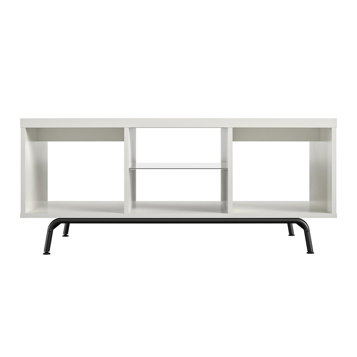 Melbourne Coffee Table with Glass Shelf and 2 Open Compartments - White