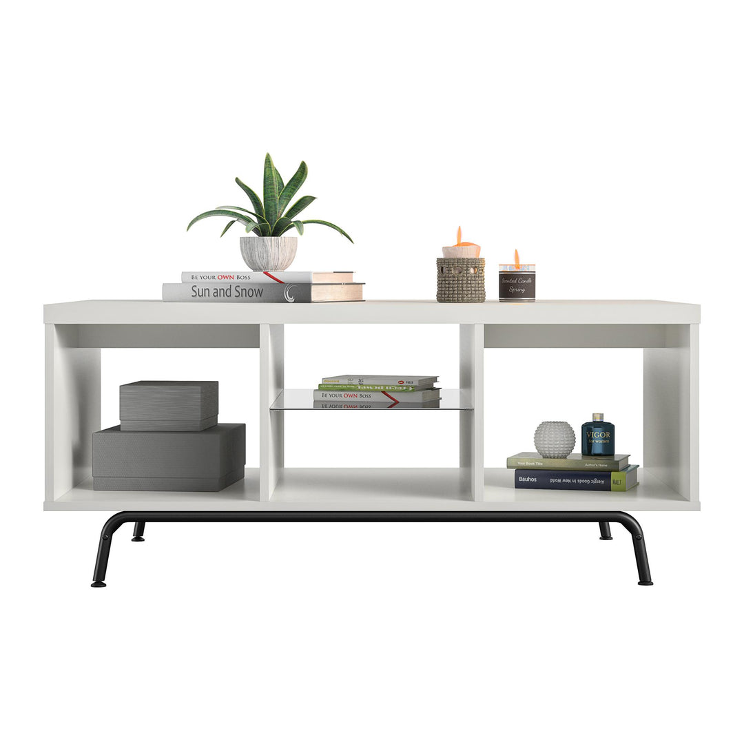 Coffee table with two open storage compartments -  White