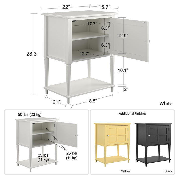 Decorative table with glass framed door -  Yellow