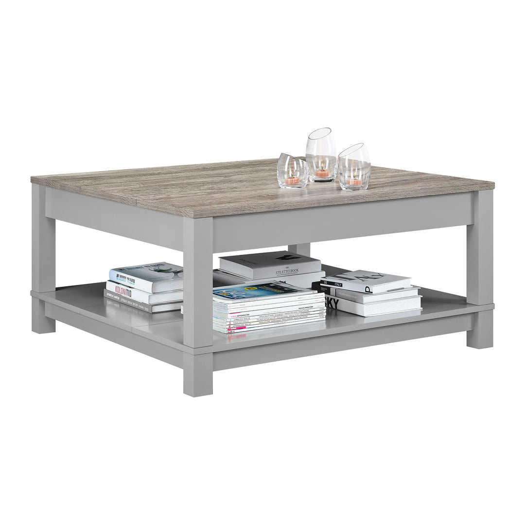 Functional Coffee Table with Magazine Shelf -  Gray