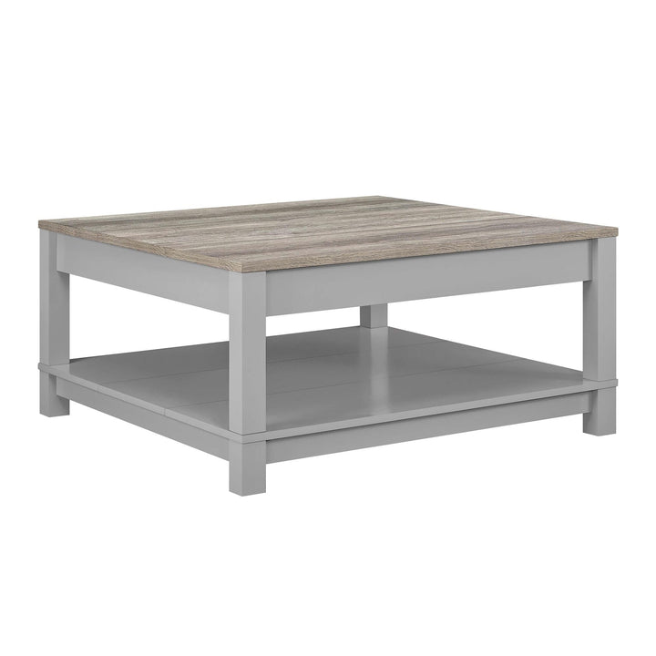 Coffee Table with Magazine Storage Shelf -  Gray