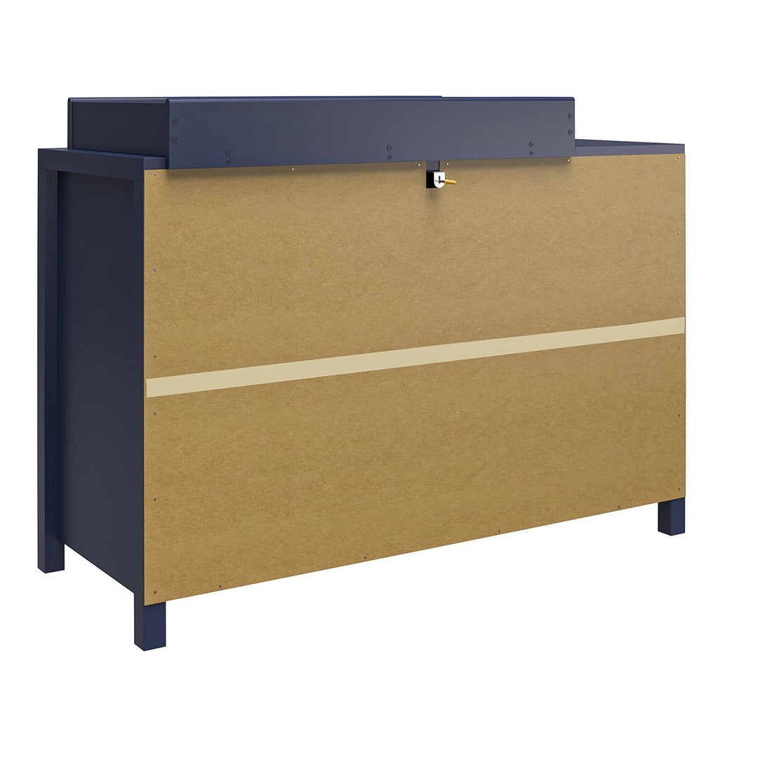 Modern changing dresser with gold drawer pulls -  Navy