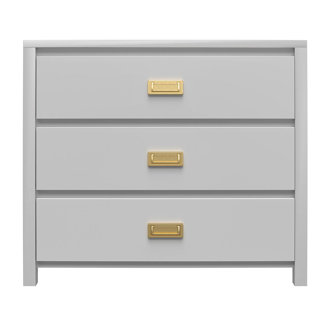 Monarch Hill Haven 3 Drawer Kids’ Dresser with Gold Drawer Pulls  -  Dove Gray