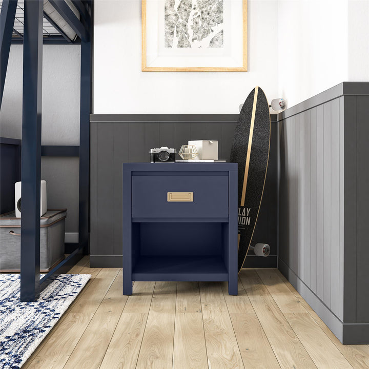 Kids’ Nightstand with Gold Pull -  Navy