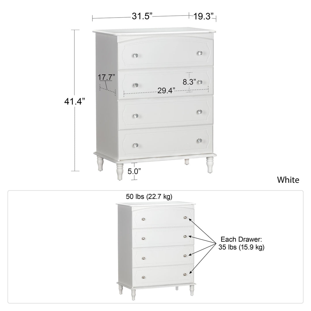 Assembly guide for 4 drawer dressers -  White