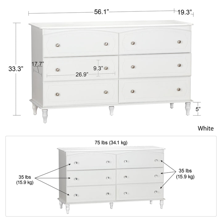 Kids' room storage with 6 drawers - White