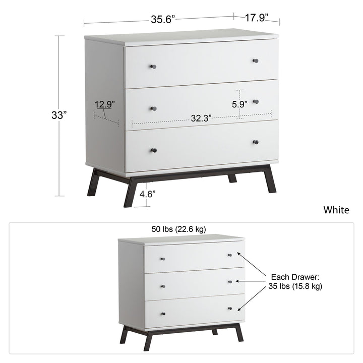 Best placement for dressers with angled metal bases -  White