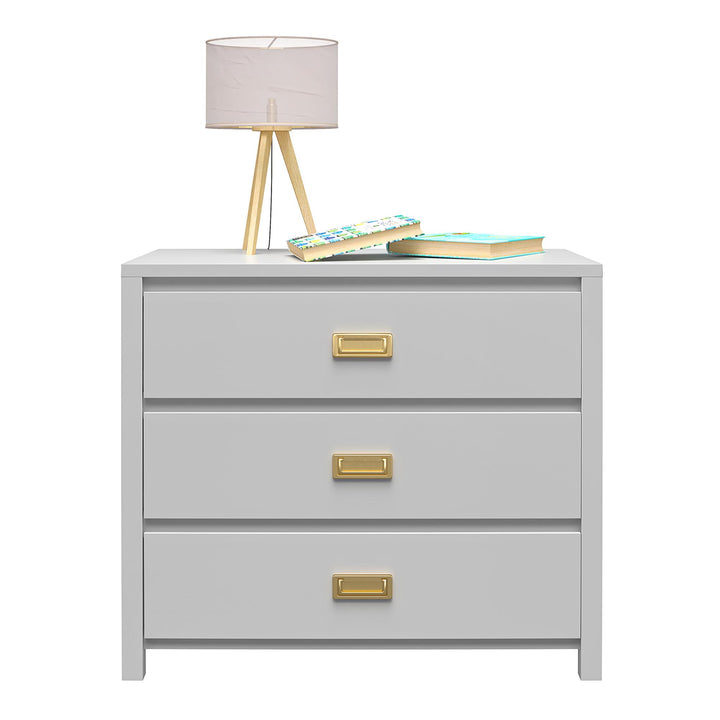 Stylish kids' dresser with gold drawer pulls -  Dove Gray