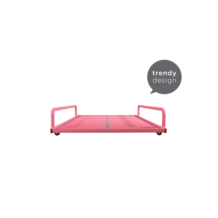 metal daybed with trundle and slats - Pink - Twin Size
