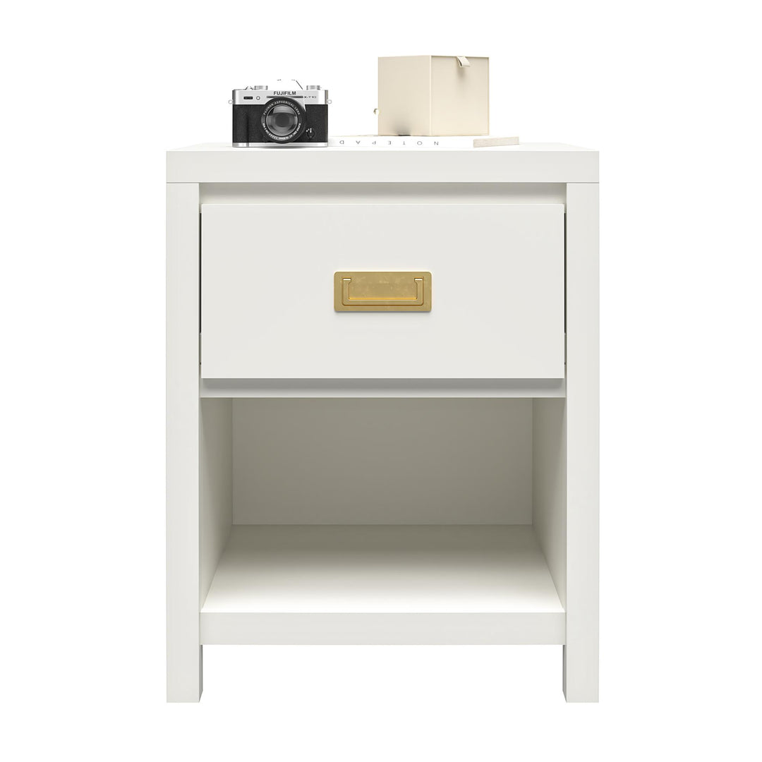 Haven 1 Drawer Nightstand Gold Pull -  White