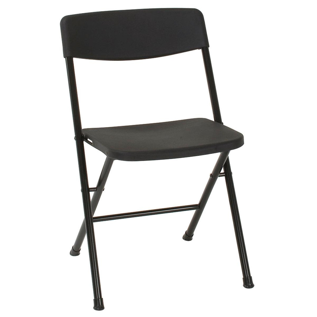Resin Folding Chair with Steel Frame and Molded Seat and Back, Set of 4 - Black - 4-Pack