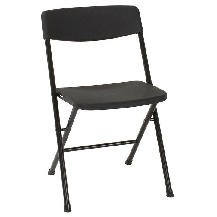 Resin Folding Chair with Steel Frame and Molded Seat and Back, Set of 4 - Black - 4-Pack
