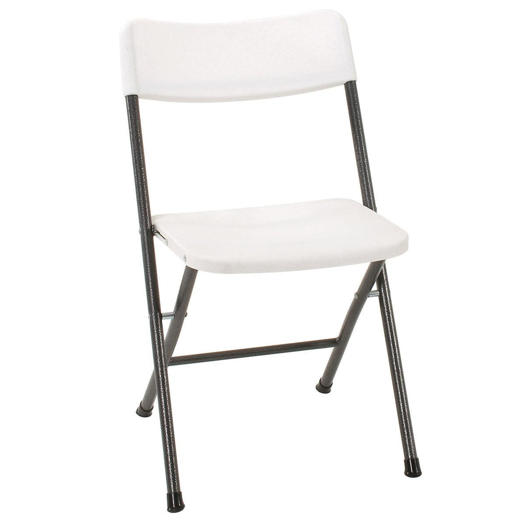 Resin Folding Chair with Steel Frame and Molded Seat and Back, Set of 4 - White/Speckle Pewter - 4-Pack