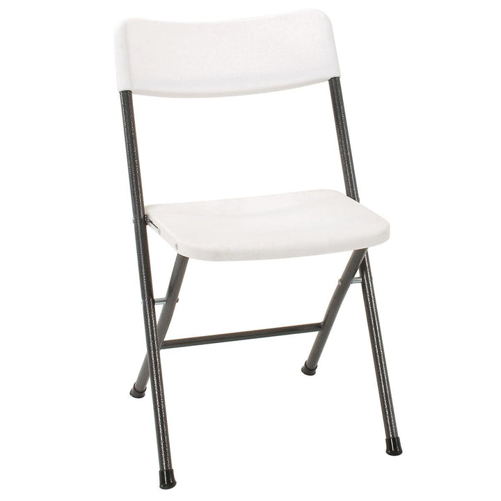 Resin Folding Chair with Steel Frame and Molded Seat and Back, Set of 4 - White/Speckle Pewter - 4-Pack