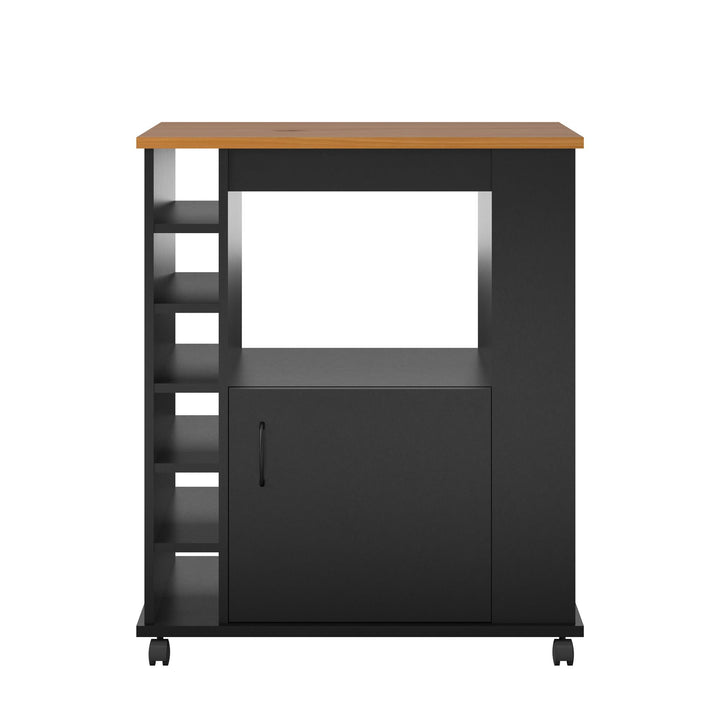 Williams Mobile Kitchen Cart with Wine Bottle Storage - Black