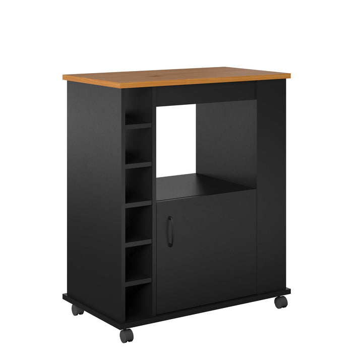 Williams Mobile Kitchen Cart with Wine Bottle Storage - Black