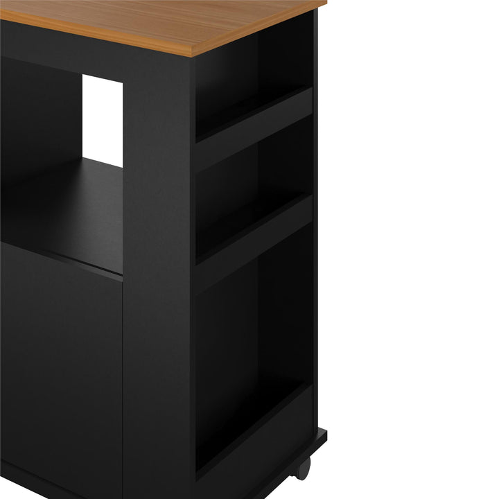 Williams Mobile Kitchen Cart with Wine Bottle Storage - Black